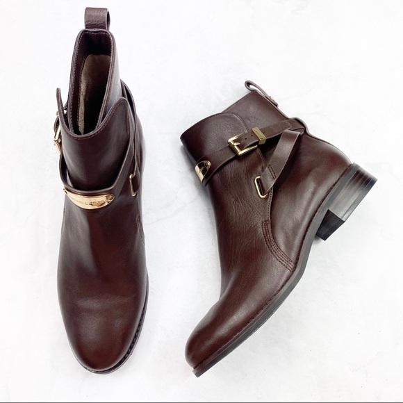 [Michael Kors] Classic Brown Leather Ankle Boots - Picture 3 of 7